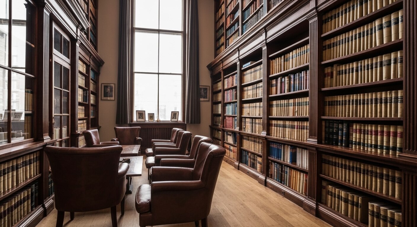 Juridische bibliotheek met klassieke vakliteratuur