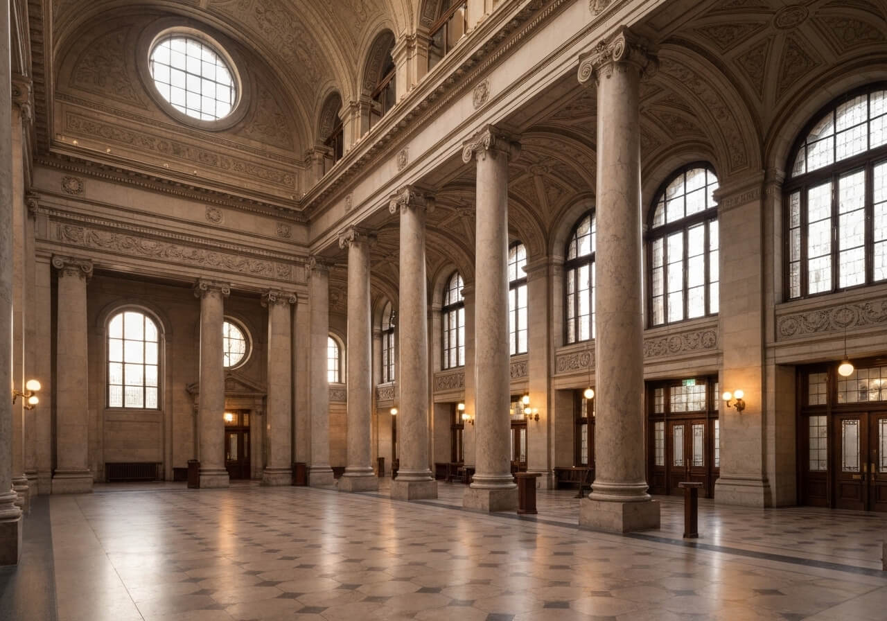 Monumentaal gerechtsgebouw met zuilen